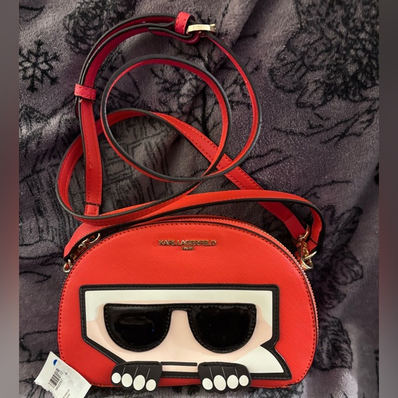 Karl Lagerfeld Handbags - Karl Lagerfeld Red and Black Crossbody Bag
